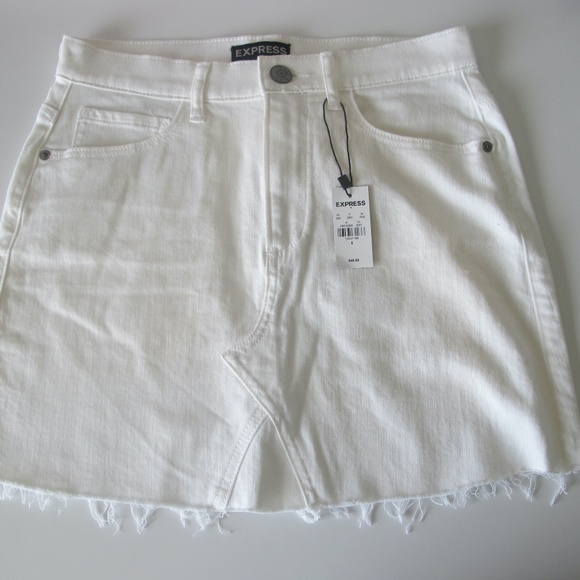 Express Dresses & Skirts - Express Women's White Denim Skirt Size 4 NWT